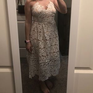 White lace midi dress